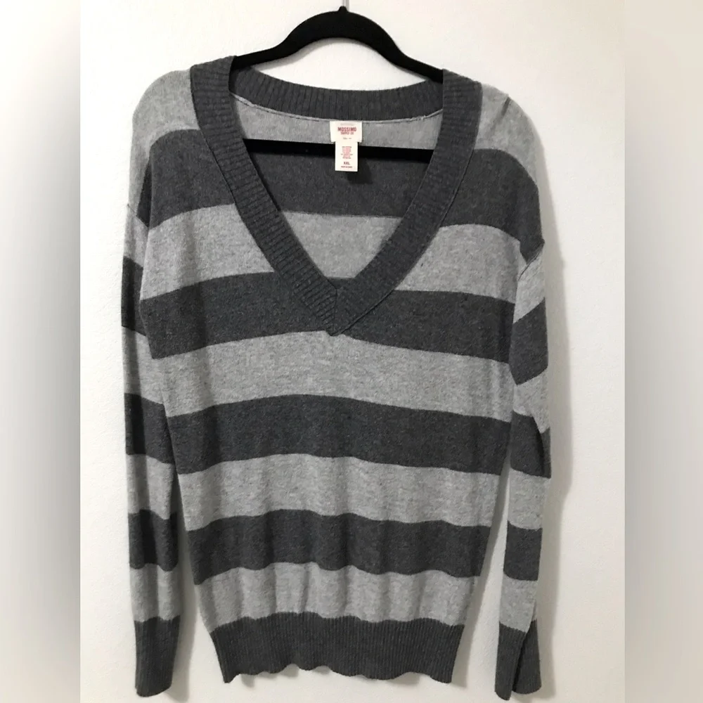 Mossimo Women’s Wool & Angora Striped V-Neck Super Cozy Sweater